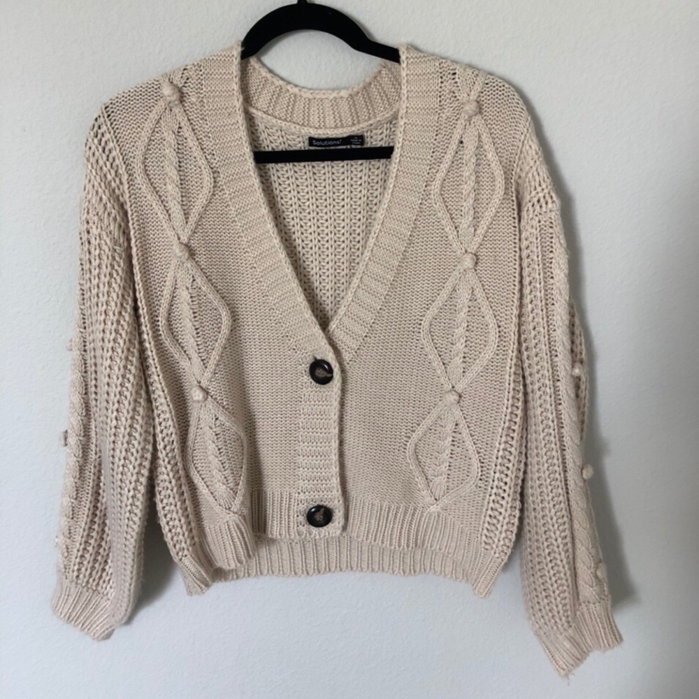 francesca’s cream button up sweater